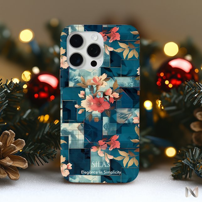 Floral Elegance – Teal & Coral Artistic Case-Mate iPhone Case (Creator Uploaded)