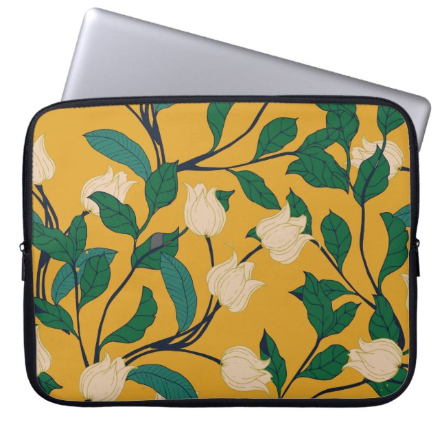 Floral Elegance: Vintage Leafy Pattern. Laptop Sleeve (Front)