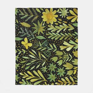 Floral Elegance: Vintage Watercolor Pattern Fleece Blanket