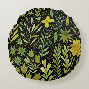 Floral Elegance: Vintage Watercolor Pattern Round Pillow