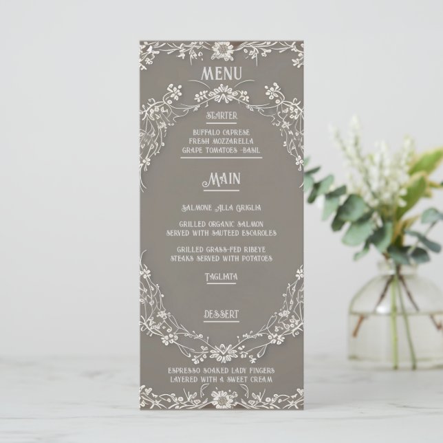 Floral Elegance Wedding Menu (Standing Front)
