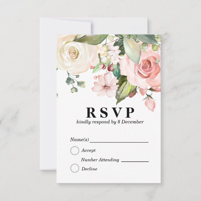 floral elegant 3.5" x 5" Response Card (Front)