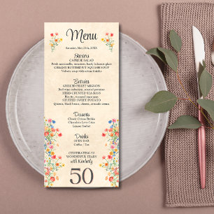 Floral elegant 50th birthday flower 50 year menu