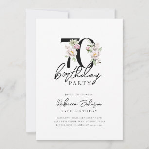 Floral Elegant 70th Birthday Invitation