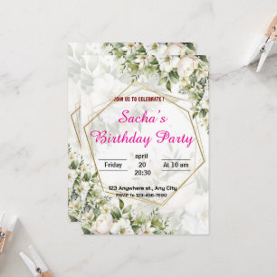 Floral Elegant Birthday Party Invitation