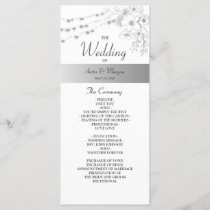 Floral Elegant Black and White Wedding Program