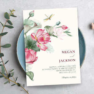 Floral elegant blooming wedding invitation