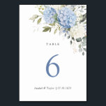 Floral Elegant Blue Hydrangea Greenery Wedding  Table Number<br><div class="desc">Floral Elegant Blue Hydrangea Greenery Wedding Table Card. Romantic White & Blue Hydrangea Wedding Table Number. Modern Greenery Eucalyptus Wedding Table Number Card</div>