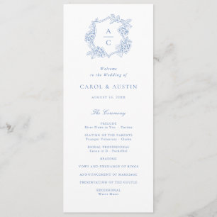 Floral Elegant Blue Hydrangea Wedding Program