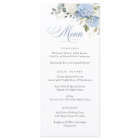Floral Elegant Blue White Hydrangea Wedding Menu