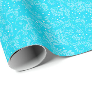 Floral Elegant Blue Wrapping Paper