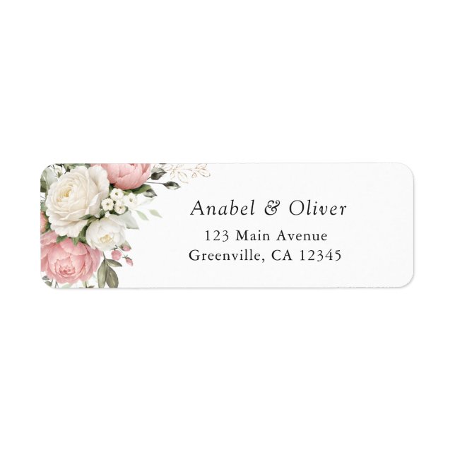 Floral Elegant Blush Pink Wedding Return Address (Front)