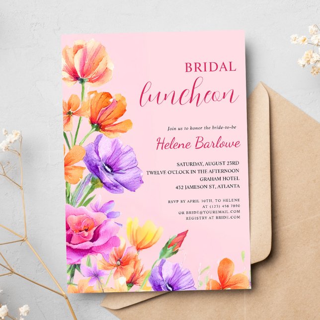 Floral Elegant Boho Wildflower Bridal Luncheon Invitation (Floral Elegant Boho Wildflower Bridal Luncheon Invitation)