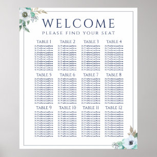 Floral Elegant Bouquet Wedding Seating Chart
