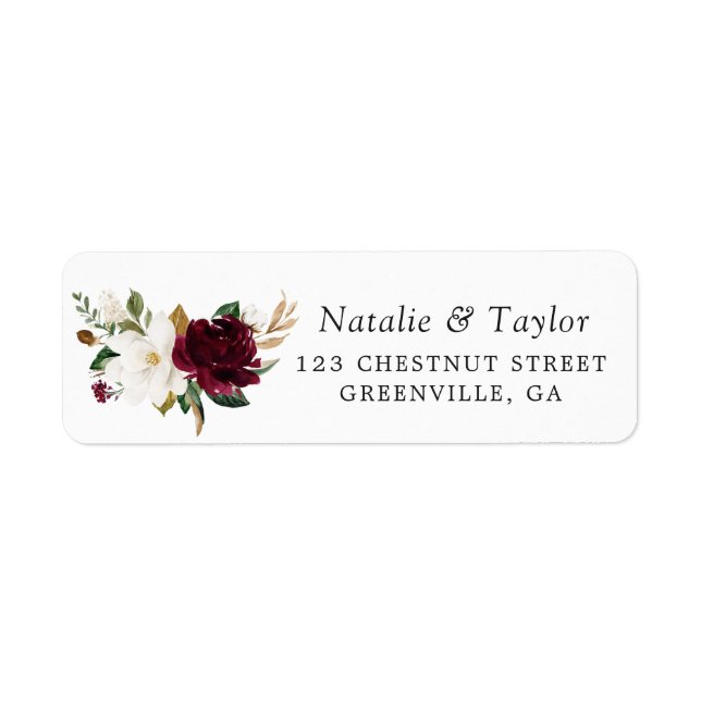 Floral Elegant Bourgogne Magnolia Mariage de verdu (Devant)