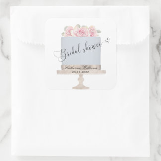 Floral Elegant Cake Bridal Shower Monogram Sticker