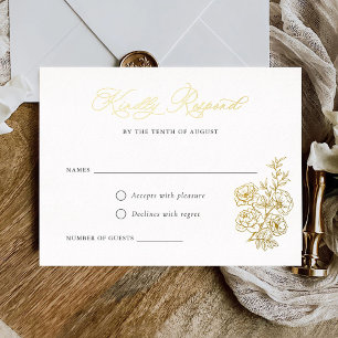 Floral Elegant Calligraphie Script Rose carte RSVP