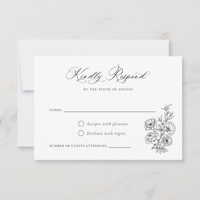 Floral Elegant Calligraphy Script Rose Leaves RSVP Invitation (Front)