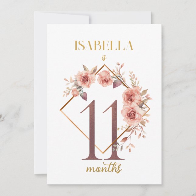 Floral Elegant Carte de la première année bébé jal (Devant)