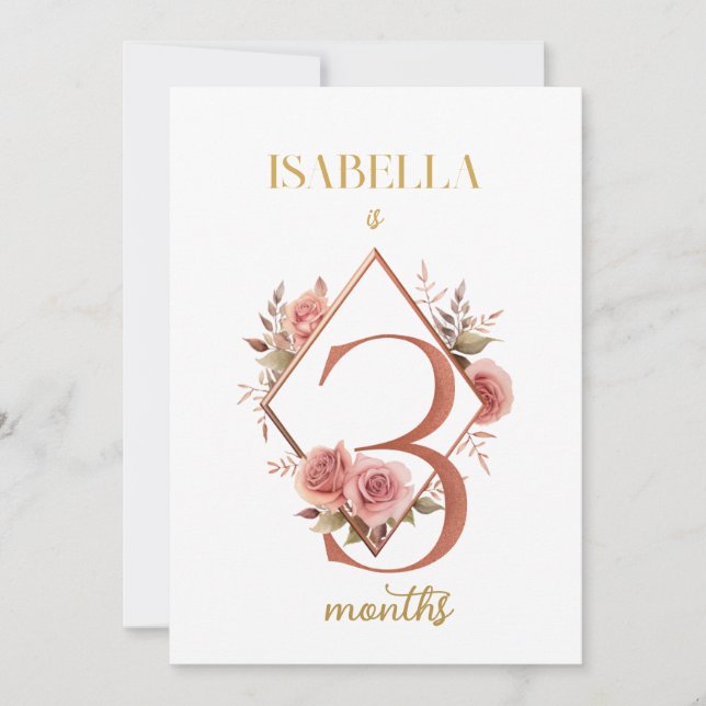 Floral Elegant Carte de la première année bébé jal (Devant)