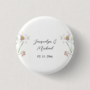 Floral Elegant Chic Cute Calligraphy Add Name 1 Inch Round Button