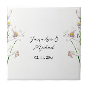 Floral Elegant Chic Cute Calligraphy Add Name Tile