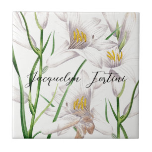 Floral Elegant Chic Cute Calligraphy Add Name Tile