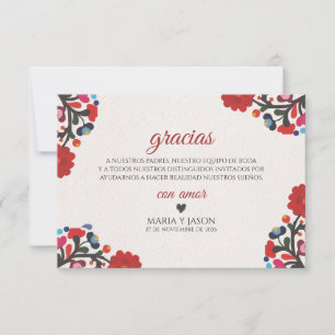 Floral Elegant Colorful Fiesta Spanish Wedding Thank You Card
