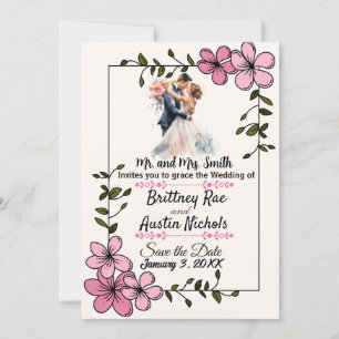 Floral Elegant Couple Wedding Invitation