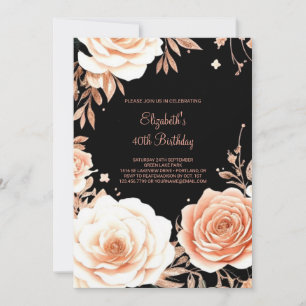 Floral Elegant Custom 40th Birthday Invitation