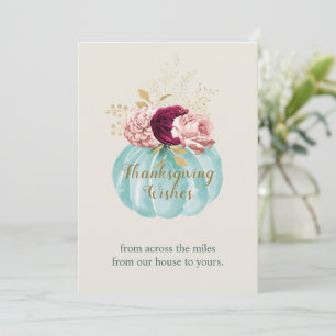 Floral Elegant Customizable "Thanksgiving Wishes"  Card