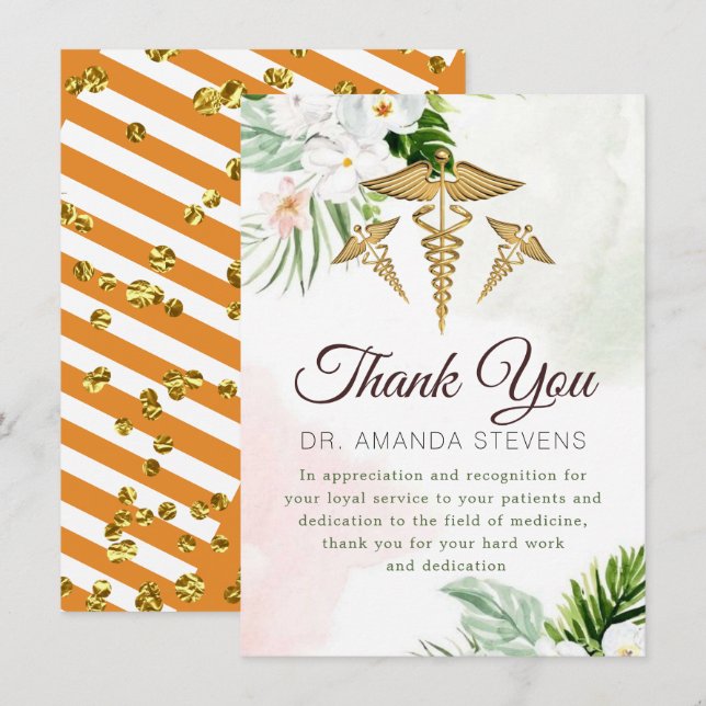 Floral Elegant Doctor | Nurse Thank You Card (Front/Back)