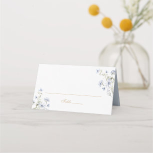 Floral Elegant Dusty Blue Wedding Place Card