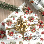 Floral Elegant Family Christmas Photo Wrapping Paper<br><div class="desc">Floral Elegant First Family Christmas Photo Ceramic Ornament</div>