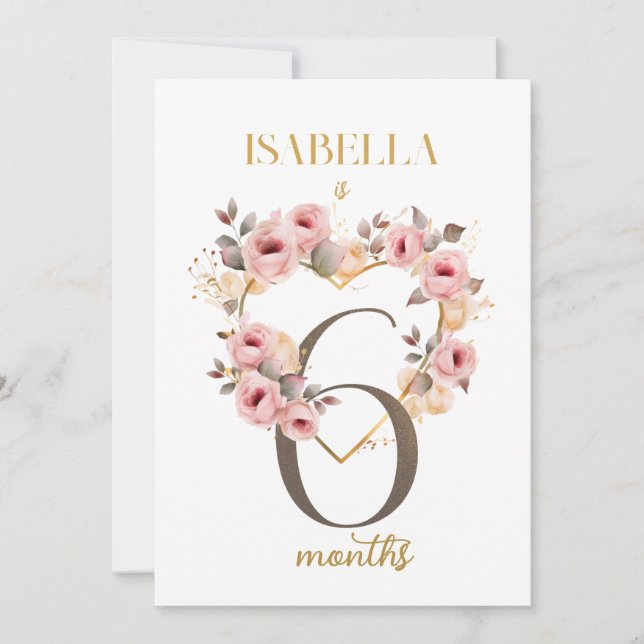 Floral Elegant First Year Baby Milestone Card (Front)