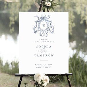 Floral Elegant French Roses Crest Welcome Sign