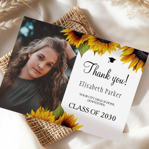 Floral elegant graduation photo graduate thank you card