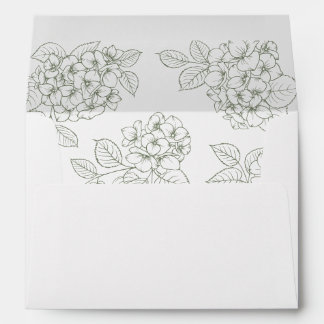 Floral Elegant Green Hydrangea Wedding Envelope