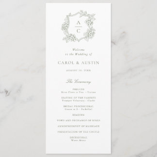 Floral Elegant Green Hydrangea Wedding Program