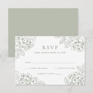 Floral Elegant Green Hydrangea Wedding RSVP Invitation