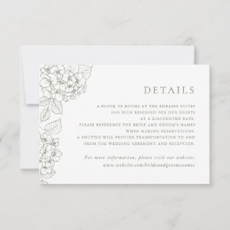Floral Elegant Hydrangea Wedding Insert Details Invitation
