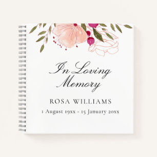 Floral Elegant In Loving Memory Funeral Guest Book