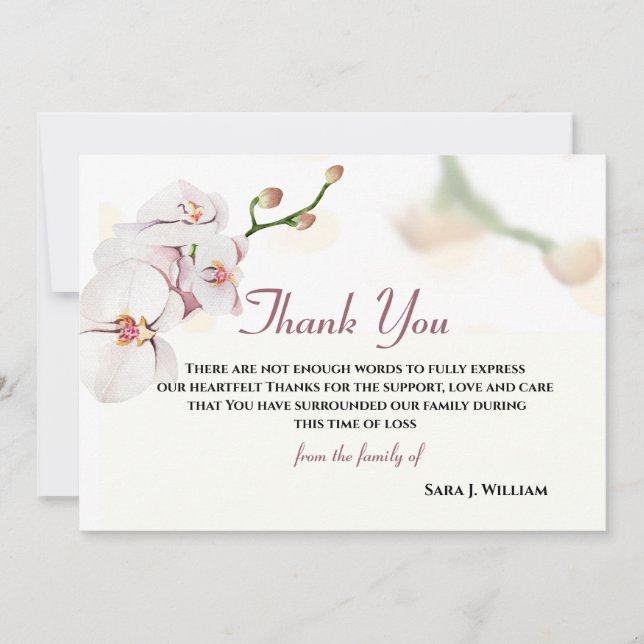 Floral Elegant Light GreyThank You Memorial Card (Front)