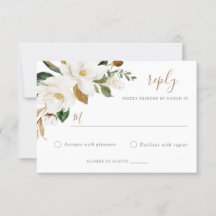 Floral Elegant Magnolia Blush Neutral Wedding RSVP