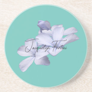 Floral Elegant Minimalist Calligraphy Lithograph Coaster