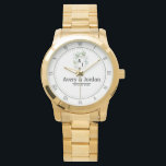 Floral Elegant Minimalist Monogram Couple’s Names Watch<br><div class="desc">Couple Names Floral Monogram Watch – A beautifully designed personalized watch that blends bohemian charm with timeless elegance. Featuring delicate floral accents and a stylish monogram, this watch is perfect for couples celebrating love, weddings, anniversaries, or engagements. Customize it with your names, initials, and a special date to create a...</div>