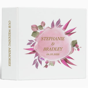 Floral Elegant Modern Blush Pink Wedding Album Binder