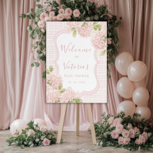 Floral Elegant Pink Hydrangea Baby Shower