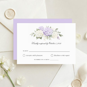 Floral Elegant Purple Hydrangea Wedding RSVP Card