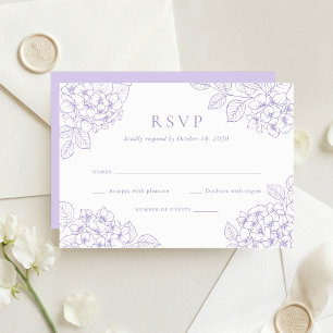 Floral Elegant Purple Hydrangea Wedding RSVP Invitation